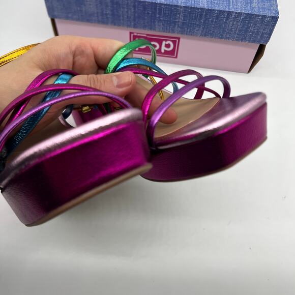 Pop Womens Kallie Heeled Sandals Pink Fuschia Multicolor Size 9.5M - Picture 8 of 12